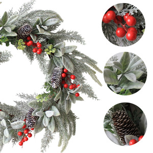 Christmas Decoration White <b>Pine</b> Needle Wreath Artificial Decorated Pe Christmas Party <b>Garland</b> Wreath - Product Image 6