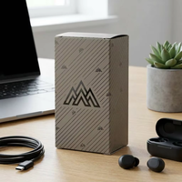 Caja de cartón para electrónica Greige Electronics con cierre inverso, logotipo UV negro personalizado, embalaje de regalo para cables, cargadores, auriculares y tecnología.