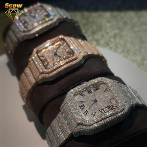 Montre personnalisée de <span class=keywords><strong>luxe</strong></span> pour <span class=keywords><strong>homme</strong></span>, mécanique, boîtier carré, sertie de moissanite VVS effet cristal de glace, style <span class=keywords><strong>Cartier</strong></span>, 39 mm, Hip Hop - Product Image 5