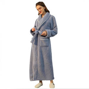 Luxurious Unisex Shawl Collar Fleece <strong>Robe</strong> Plush Warm Spa Men Flannel Fleece Family Bathrobe Hotel Women Mens <strong>Robes</strong> in White - Product Image 1