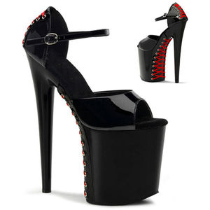 Nuove <span class=keywords><strong>Scarpe</strong></span> Nere <span class=keywords><strong>con</strong></span> <span class=keywords><strong>Zeppa</strong></span> e Tacco Alto 20 cm, Punta Aperta, Allacciatura, Sexy per Ballerine Esotiche, Alla Moda, Estive <span class=keywords><strong>con</strong></span> Cinturino alla Caviglia in ABS e PU - Product Image 3
