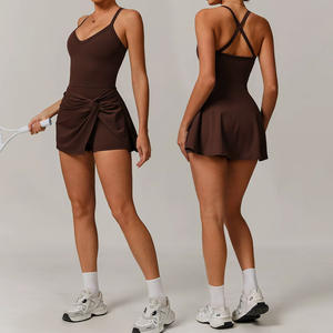 Vestido de Tenis Ecológico Reciclado con Logotipo Personalizado Diseño de Nudo Cruzado y Espalda Atractiva Falda Transpirable de Compresión para Exteriores Yoga y Golf - Product Image 5