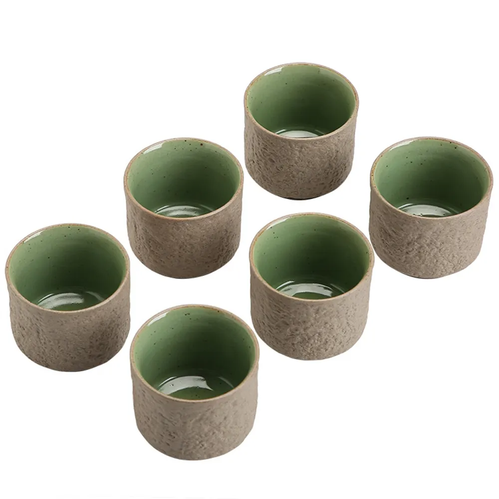 Tazas de té de cerámica rugosa japonesa, juegos de té Retro de Kung Fu, taza Personal de piedra japonesa china, venta al por mayor, muestra gratis