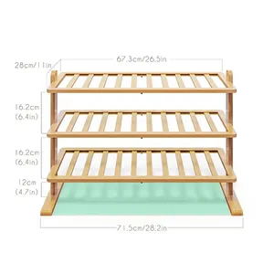 Bamboo Shoe Rack For Closet 3 Tier Shoe Rack Organizer For Entryway Thick Wooden Free Standing Shoe Shelf For Small Spaces