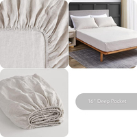 Queen Size 100% drap de lin lavé ensemble literie en lin naturel France avec poche profonde drap housse tissé Technique qualité qualité