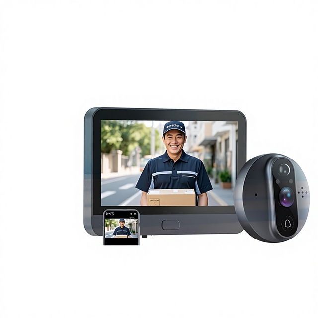 Wiring-free Graffiti 1080P Wide-angle Night Vision WIFI Cat's Eye Doorbell Screen Remote Monitoring Camera Visible ED-300PB