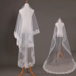 Qushie New 3m wedding veil European and American bridal lace long wedding white lace veil