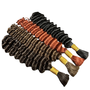Cheveux humains pour tresses, tresses bohèmes, paquet de cheveux humains en vrac, vague profonde, yaki, pour tresses, sans trame, cheveux bouclés en vrac - Product Image 1