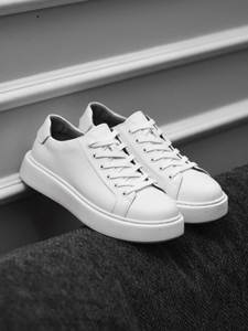 Zapatos Casuales Clásicos para Hombre Mychonly, Zapatillas de Cuero Genuino Estilo Coreano, con Suela Gruesa y Aumento de Altura, Color Blanco - Product Image 4