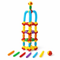 Set Konstruksi Blok Bangunan Tabung Pop Warna-warni Konektor Fleksibel DIY Mainan Edukatif Kreatif untuk Anak-anak