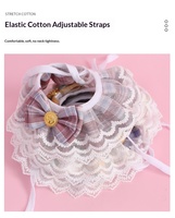NOUVEAU Produits pour chats et chiens : Bavoir ajustable en coton pour animaux de compagnie avec bordures en dentelle, tissu rayé, styles doux printemps-été