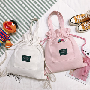 Nuevas Bolsas de Lona de Algodón con Cordón y Logotipo Personalizado para Viajes Escolares, Mochila con Cordón y Bolsillo con Cremallera - Product Image 2