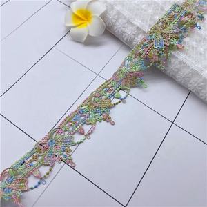 Arco Iris de encaje de un solo lado, código de barras de poliéster, se puede usar cinta de color, accesorios de boda, encaje soluble en agua de color - Product Image 4