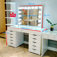 Table de maquillage éclairée par LED pour chambre à coucher et dressing, miroir Bluetooth, design moderne en bois noir, en stock aux États-Unis