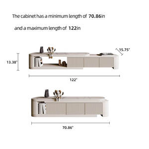 Mobile TV di Lusso Estensibile AJUNION, Arredamento in Legno per Soggiorno, Top in Finto Marmo, Console Multimediale con 3 Cassetti - Product Image 5