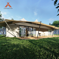 Tente de glamping de luxe Kawagebo Kamp (KK) avec revêtement PVDF de haute qualité, grande tente de chambre d'hôtel, complexe hôtelier avec murs solides