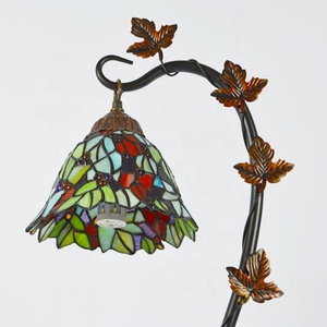 LongHuiJing Tiffany-Style 8Inch Cone Shade AC Powered Handcrafted LED Stained Glass Lampshade Desk Light Resin <b>Base</b> Flexible - Product Image 6