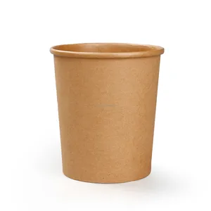 Disposable Brown Paper Tape Cover Bowl Can Take Away Brown Paper Salad Bowl