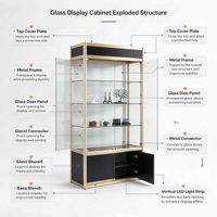 Vitrine rectangulaire verrouillable en verre avec éclairage LED, présentoir portable pour trophées, idéal pour les magasins de détail