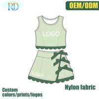 Costume de danse et de yoga pour enfants Ruidian avec logo personnalisé, uniforme de cheerleading pour filles, tenue en 2 pièces, nœud contrastant, ourlet festonné, vêtements de sport