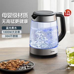 กาต้มน้ำไฟฟ้ามีเดีย 1.7 ลิตร ต้มเร็ว พร้อมเลนส์มองเห็น สำหรับชงชาที่บ้านและที่ทำงาน - Product Image 1