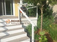 Système de garde-corps en câble Reilbu Clean Look blanc, poteau de garde-corps en câble blanc 2x2 pouces avec main courante supérieure, garde-corps de terrasse en aluminium