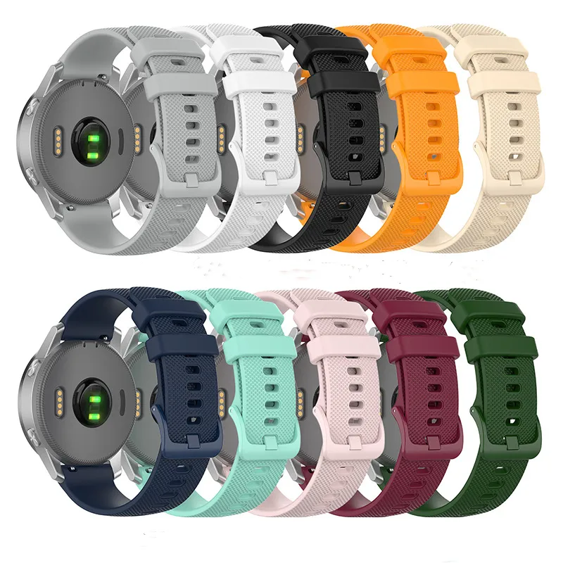 20mm Waterproof Soft Silicone Strap Wristbands for Garmin Venu Vivoactive 3 Venu Sq Vivomove HR Luxe Forerunner 245 645