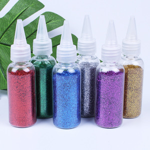 Poudre à paillettes de <span class=keywords><strong>sable</strong></span> pour enfants, accessoire hexagonal non toxique, bricolage laser, dans un bouteille à bouche pointu, 10 pièces - Product Image 1