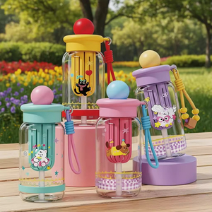 JM6 Summer Girls Cartoon Cute Sports Plastic Straw Cup Food Grade High Temperature Resistant 500ml Direct <strong>Drinking</strong> - Product Image 2