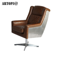 Fauteuil de salle à manger pivotant de conception chinoise avec revêtement en cuir véritable