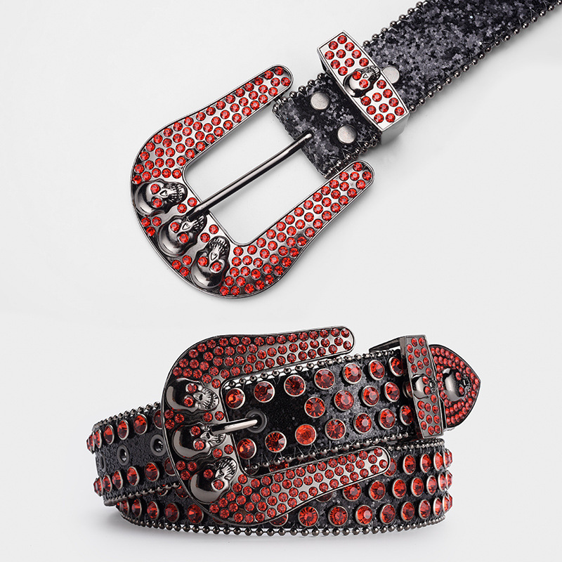 Men Women Rhinestone Belt Bling Western Studded Leather Belt display picture 2