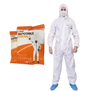 cheap Microporous type 5/6 protective work waterproof asbestos hooded safety wear non woven disposable coverall with hood