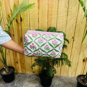 Bolsa de Maquillaje de Algodón Floral Hecha a Mano, con Cierre, Regalos para Damas de Honor, Bolsa de Cosméticos para Mujer - Product Image 5
