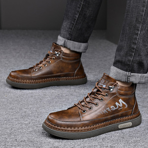 รองเท้าบูทหนังบุขนแกะสำหรับผู้ชาย พื้นยาง กันหนาว ใส่สบาย ไซส์ 38 39 40 41 42 43 44 สีน้ำตาล สีดำ - Product Image 3