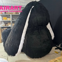 Lapin de Pâques gonflable en peluche noire de dessin animé - Jouets en peluche de lapin personnalisés et modèle de lapin gonflable pour la décoration de Pâques en extérieur