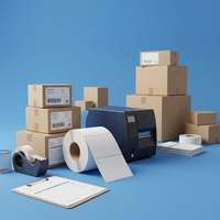 Gulungan Label Termal Langsung 4x4 Anti-Kerut, Kertas Perekat Datar, Kompatibel dengan Printer Mobile untuk Pengiriman Saat Bepergian