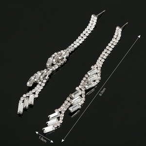 Boucles d'oreilles coréennes longues incrustées de strass, en stock, fournisseur d'usine <span class=keywords><strong>E327</strong></span> - Product Image 3