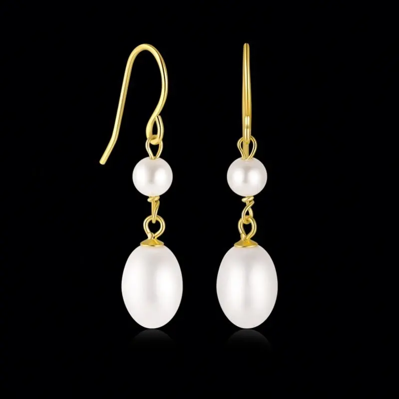 Orecchini con perle in argento sterling 925 con pendente a goccia in oro placcato orecchini a cerchio da donna