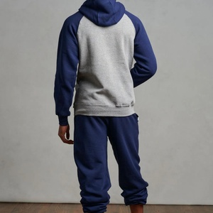 Sweat à capuche décontracté pour homme à manches raglan, avec cordon de serrage, personnalisé, bicolore, patchwork, brodé, vente en gros pour l'automne - Product Image 6
