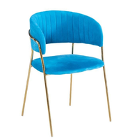 Conception populaire en vrac luxe rose vert noir velours coloré table à manger en tissu café restaurant chaise de salle à manger avec pieds en métal