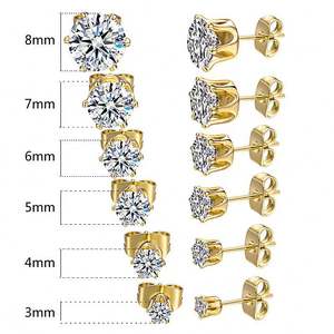 Yellow 18k Gold Plated Gift Party Trendy Baguette <b>Women</b> Stainless Steel Fashion <b>Jewelry</b> Stud Earrings Free Shipping <b>Set</b> - Product Image 3
