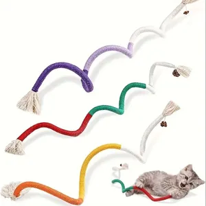 Juguetes interactivos para gatos: juguetes de cuerda de algodón para molares, juguete de hierba plateada para estimular a los gatos, juguete para limpiar la boca, accesorios para el juego de gatitos y mascotas. - Product Image 1