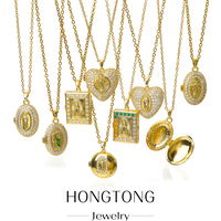 Liontin Bingkai Foto Tekstur Satu Sisi Hongtong untuk Wanita Warna Emas DIY Kalung Gelang Hati Locket Bunga Hadiah Pasangan