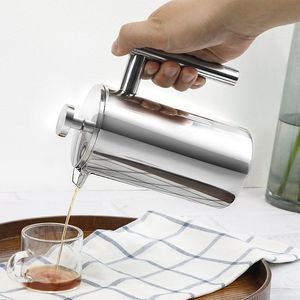 Presse <span class=keywords><strong>à</strong></span> café française en acier inoxydable pour voyage, portable, argentée, <span class=keywords><strong>à</strong></span> double paroi - Product Image 6