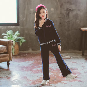 Pantalon long en coton et leggings en velours pour enfants, style sport coréen, design de combinaison pour enfants, fournisseur de vêtements en Chine - Product Image 2