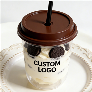 Gobelets en plastique rigide transparent avec couvercle et paille pour desserts, 16oz, 12oz, 30oz – Gobelets en plastique de 16oz pour desserts - Product Image 6