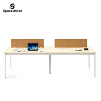 Poste de travail modulaire SpaceUnited avec écran de confidentialité, bureau ouvert pour 2 personnes avec panneau acoustique et piédestal mobile
