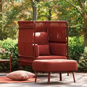 Salon de jardin en rotin avec structure en alliage d'aluminium, résistant aux intempéries, en forme de L, pour villa et maison d'hôtes - Product Image 1