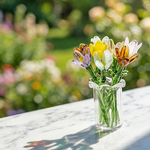 Hand-Made Murano Lighting Glass Multicolor <strong>Small</strong> Bouquet <strong>Vase</strong> Suitable for Mother's Day Teachers' Day Home Decoration Ornaments - Product Image 1
