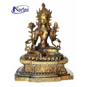Conception personnalisée Métal Bronze Buda <span class=keywords><strong>Bouddha</strong></span> Sculpture <span class=keywords><strong>Tara</strong></span> verte Statue en laiton pour la décoration de la maison - Product Image 4